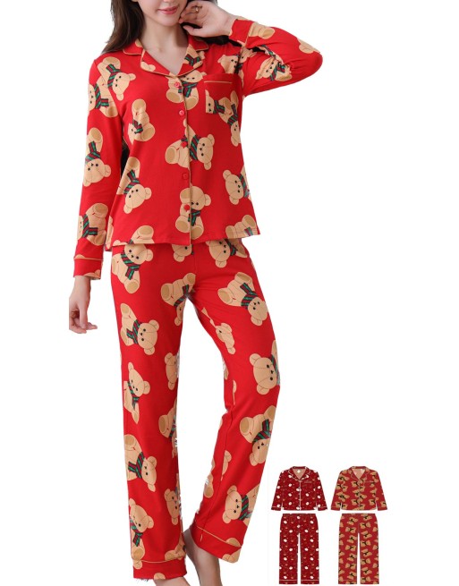 Pyjama rouge ultra doux imprimé oursons