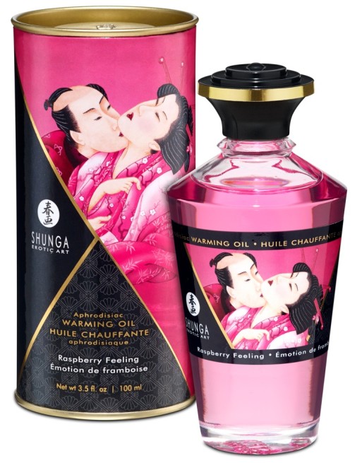 Shunga huile chauffante aphrodisiaque Emotion de framboise