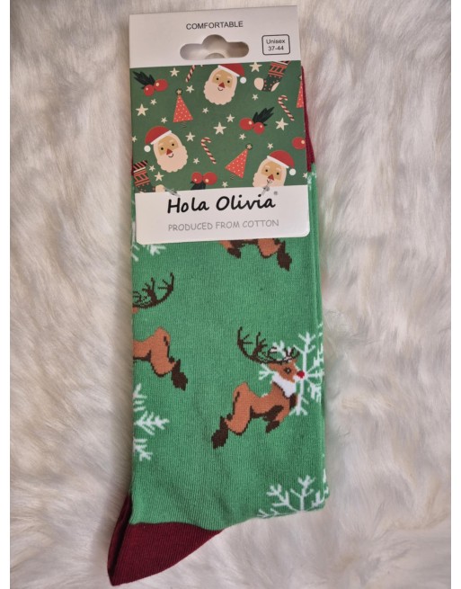 Chaussette hola Olivia verte renne